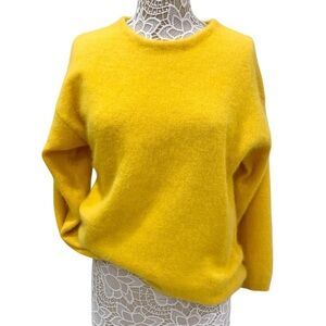 Rafaella Vintage Angora Lambswool Sweater Vibrant Yellow Cozy Luxe Size M